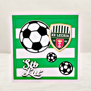 kartka urodzinowa z logo Lechia Gdańsk ręcznie robiona kartka dla fana piłki nożnej handmade