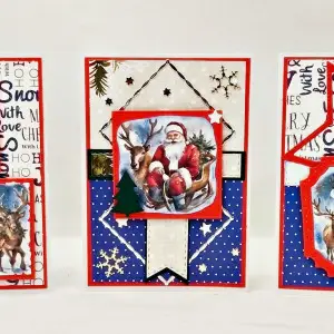 Kartka świąteczna z motywem świętego Mikołaja z prezentami ręcznie robiona kartka handmade na Boże Narodzenie