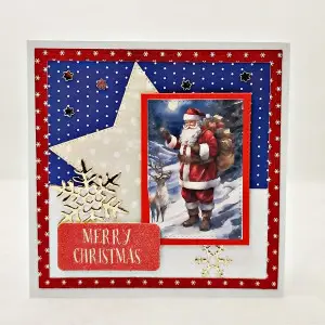 Kartka świąteczna ze świętym Mikołajem i gwiazdką ręcznie robiona handmade kartka na Boże Narodzenie