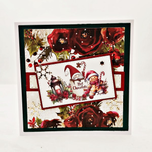 Kartka świąteczna z piernikowym ludkiem i kubkiem czekolady kartka handmade boże narodzenie